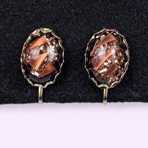 V. Glitter Lucite Red & Black Earrings